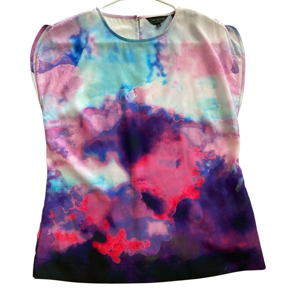 Ladies Ted Baker Blue And Purple Lovely T-shirt Top Size‎ 2 US 6